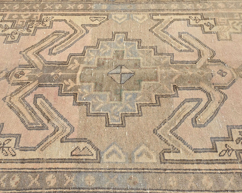 10 Ft Vintage Brown Persian Style Hand Knotted Low Pile Wool Runner Rug